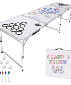 VEVOR 2.4m Portable Beer Pong Table with Cup Holders & Balls