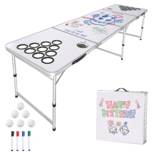 VEVOR 24m Portable Beer Pong Table with Cup Holders Balls