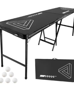 VEVOR 2.4m Folding Beer Pong Table with Carry Handle & Storage – Portable Party Game Table for Tailgates & Gatherings