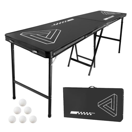 VEVOR 24m Folding Beer Pong Table with Carry Handle Storage Portable Party Game Table for Tailgates Gatherings