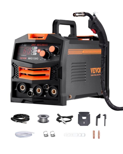 VEVOR 130A MIG Welder 2 in 1 GasGasless Flux Core Welding Machine