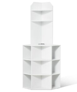 VEVOR 162 cm Corner Storage Cabinet with Charging Station & Adjustable Shelves