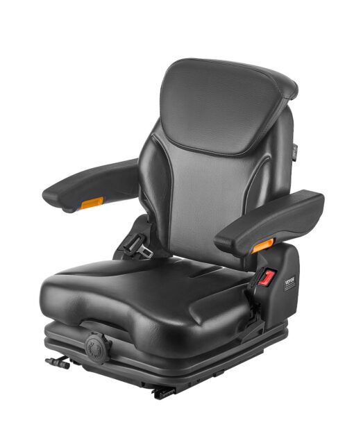VEVOR Adjustable Suspension Forklift Seat with Foldable Backrest Headrest
