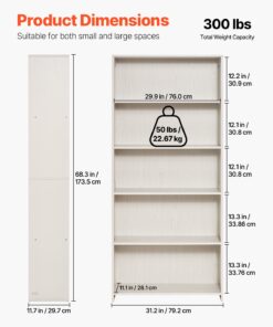 173.5 cm Freestanding Open Bookcase