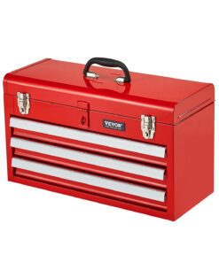 VEVOR Portable Metal Tool Box with 3 Drawers