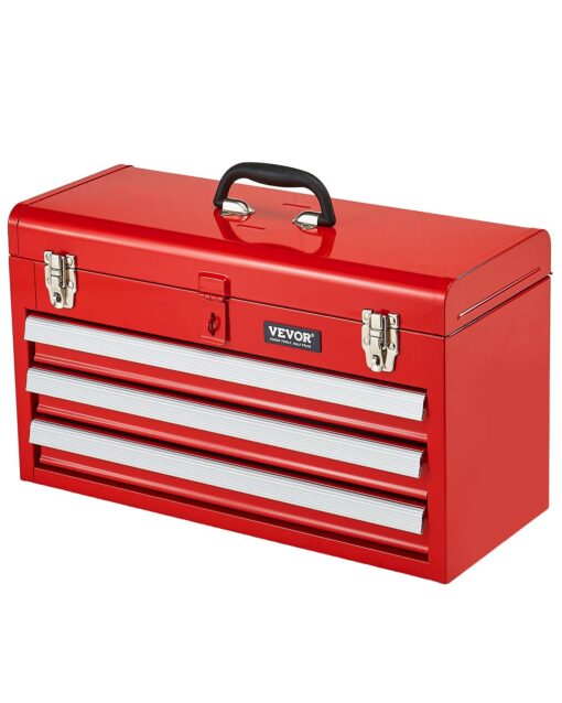 VEVOR Portable Metal Tool Box with 3 Drawers