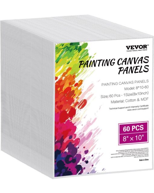 VEVOR 60 Pack 20x25 cm Blank Canvas Boards for Painting Pre Treated Cotton Panels for Acrylic