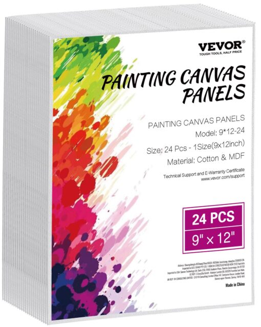 VEVOR 24 Pack 23x30 cm Blank Canvas Boards for Painting Pre Treated