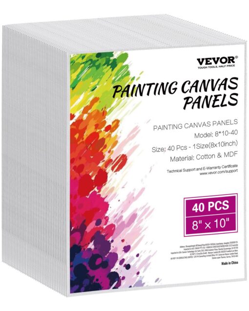 VEVOR 40 Pack 20 x 25 cm Blank Canvas Boards for Painting