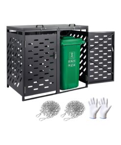 VEVOR Outdoor Metal Trash Can Storage Shed for 2 x 200L Bins