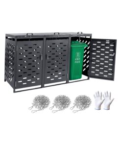 VEVOR Metal Trash Can Storage Shed for 3 Bins (200L Each)