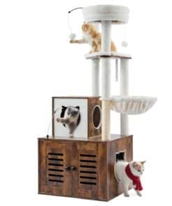 VEVOR 2-in-1 Cat Tree with Litter Box Enclosure
