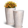 VEVOR Set of 2 Tall Round Tapered Planters 53 cm  Durable PP Outdoor  Indoor Flower Pots with Drainage
