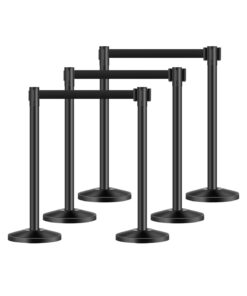 VEVOR 6-Piece Crowd Control Stanchion Set with 4 Retractable Belts & Fillable Base