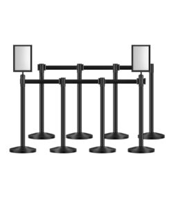 VEVOR 8-Piece Crowd Control Stanchion Set with 4 Retractable Belts & 2 Sign Holders