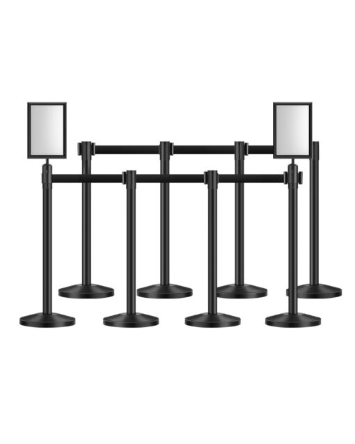 VEVOR 8 Piece Crowd Control Stanchion Set with 4 Retractable Belts 2 Sign Holders