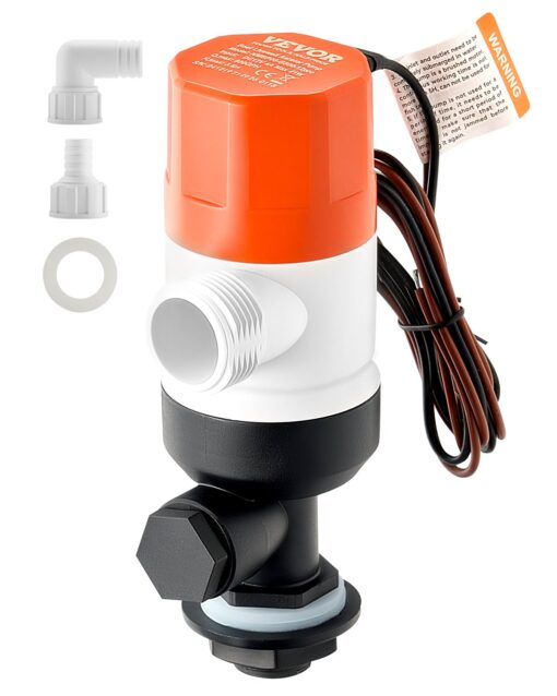 VEVOR 12V 3000 LPH Livewell Aerator Pump for Boats Dual Inlet