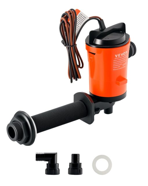 VEVOR 12V 3000 LPH Boat Livewell Aerator Pump 90° Baitwell Pump