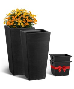 VEVOR Set of 2 Tall Square Tapered Planters 56 cm – Durable PP Material