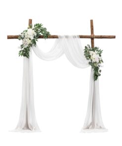 VEVOR Artificial Wedding Arch Flowers Kit with Silk Flowers & 6.4m Drapes