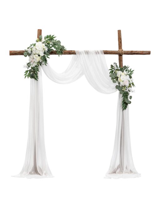 VEVOR Artificial Wedding Arch Flowers Kit with Silk Flowers 64m Drapes