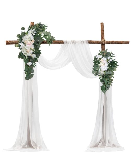 VEVOR Wedding Arch Decoration Kit White Silk Flowers Drapes
