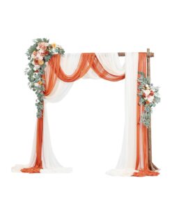 VEVOR Artificial Wedding Arch Flowers Kit – Orange Silk Flowers & Drapes