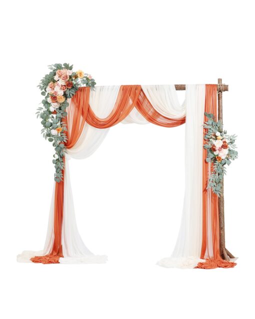VEVOR Artificial Wedding Arch Flowers Kit Orange Silk Flowers Drapes