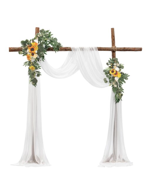 VEVOR Artificial Wedding Arch Flowers Kit Yellow Silk Flowers 64m Drapes