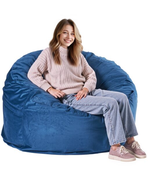 VEVOR Round Bean Bag Chair with High Density Memory Foam Washable Cover
