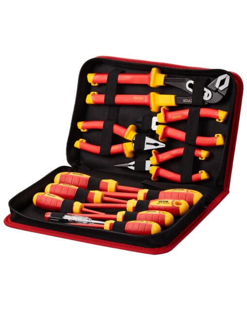 VEVOR 12 Piece Insulated Screwdriver Set for Electricians with Magnetic Tips Tool Bag