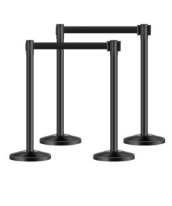 VEVOR 4 Pcs Crowd Control Stanchion Posts with 4 Retractable Belts & Fillable Base