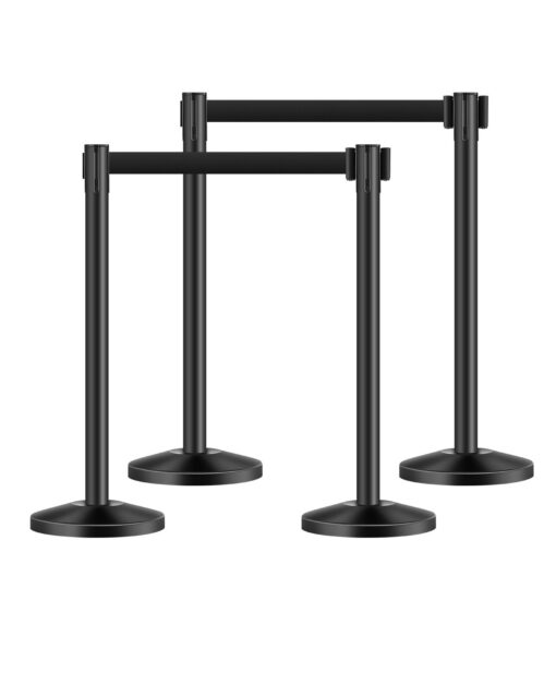 VEVOR 4 Pcs Crowd Control Stanchion Posts with 4 Retractable Belts Fillable Base