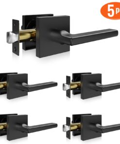 5-Pack Matte Black Passage Door Handles – Reversible Interior Lever