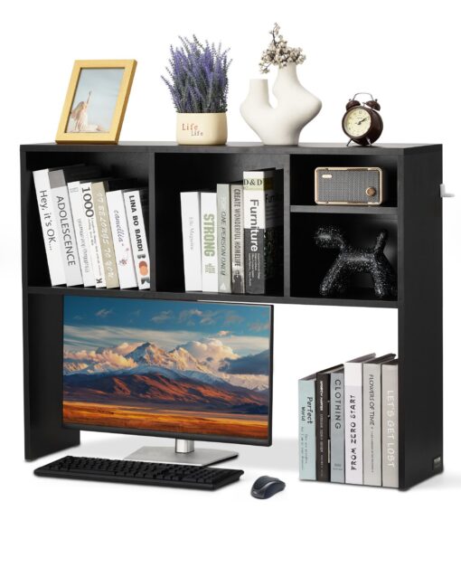 VEVOR Desktop Bookshelf Black 1 Tier Storage Organizer 94x24x73 cm for Office Home