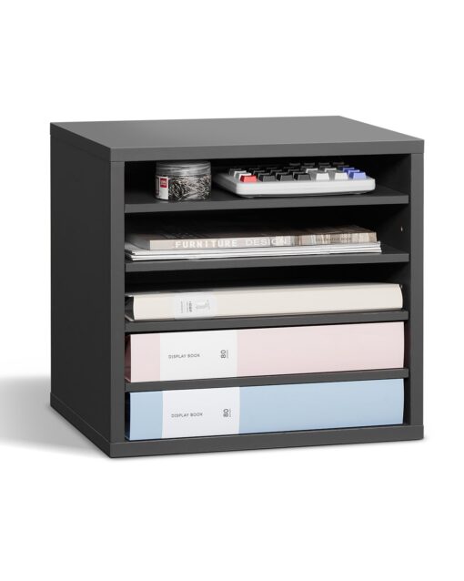VEVOR Wooden Literature Organizer with 5 Adjustable Compartments