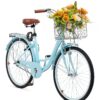 Велосипед VEVOR 66 cm Cruiser 1 Speed СветлоСинего цвета с корзиной Удобный Стильный для поездок по Городскому пляжу