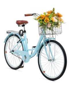VEVOR 66 cm Cruiser Bike 1-Speed Light Blue with Basket – Comfortable & Stylish for City & Beach Rides