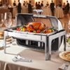 VEVOR 85L Rectangle Roll Top Chafing Dish Set with 2 Half Size Pans