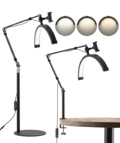 2-in-1 Half Moon LED Floor & Desk Lamp – Adjustable Brightness & Color for Estheticians