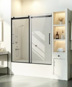 VEVOR Frameless Sliding Bathtub Door 142-152 cm W x 152 cm H