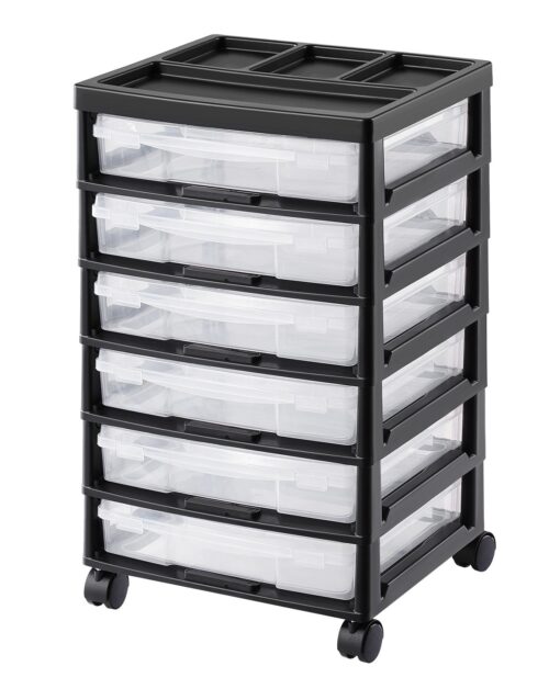 6 Tier Rolling Scrapbook Storage Cart with 6 Clear Cases