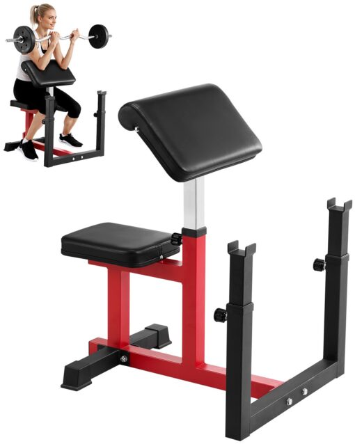VEVOR Adjustable Preacher Curl Bench for Barbell Dumbbell Bicep Training