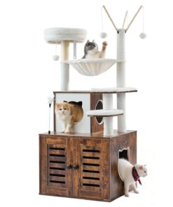 VEVOR 2-in-1 Large Cat Tree with Litter Box Enclosure