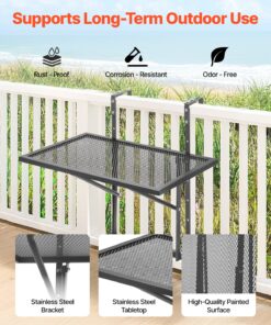 Foldable Metal Patio Railing Table