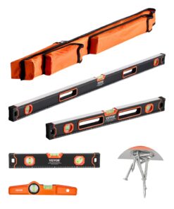 VEVOR 4-Piece Magnetic Torpedo Level Set 25/40/60/120 cm with Bubble Vials & Storage Bag
