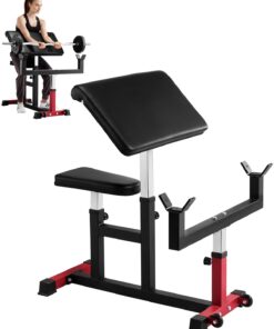 VEVOR Adjustable Preacher Curl Bench for Barbell & Dumbbell Bicep Workouts