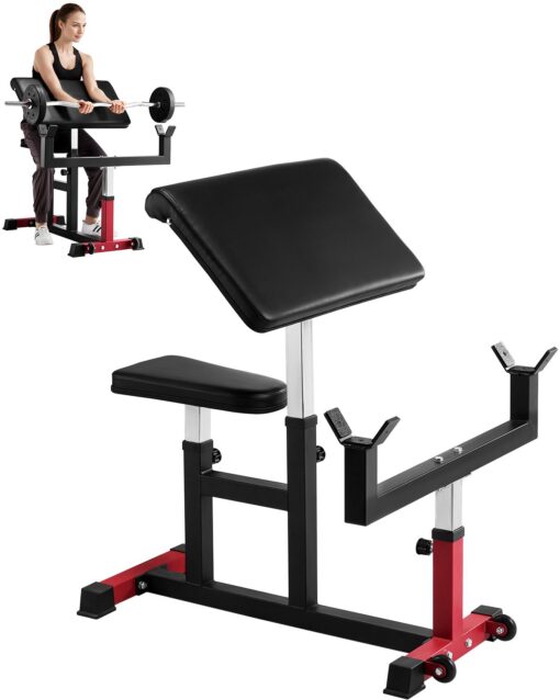 VEVOR Adjustable Preacher Curl Bench for Barbell Dumbbell Bicep Workouts