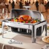 VEVOR 85L Roll Top Chafing Dish Set  Stainless Steel Buffet Warmer with Full Size Pan