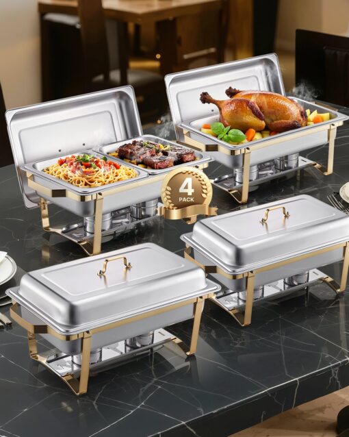 VEVOR 4 Piece Gold Chafing Dish Set